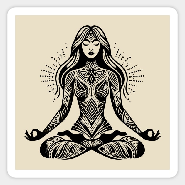 Unfathomable Depth of Inner Silence: Meditation and Cosmic Harmony Sticker by Etno Lounge